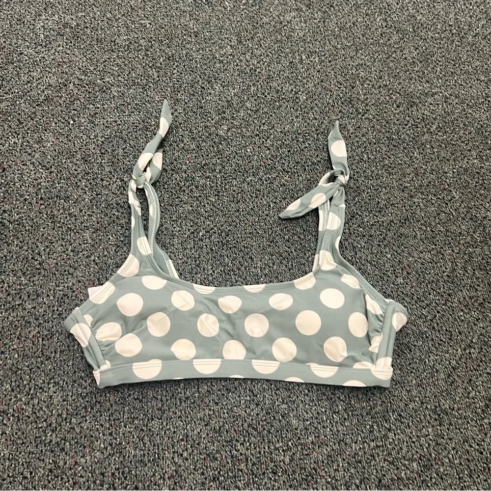 TARGET Green & White Polka Dot Bow Tie Shoulder Retro Bikini Top Removable Cup L - Picture 7 of 16
